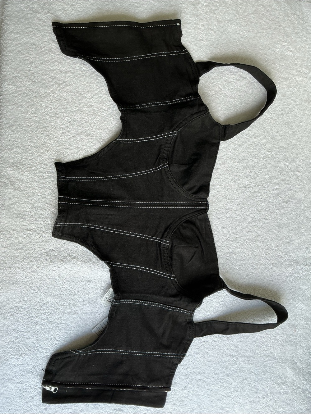 Zara Black Corset Crop Top with Contrast Stitching - Picture 9 of 15
